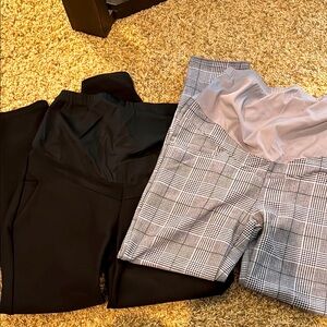 MATERNITY Free Haven Gray Plaid Pants and black slacks